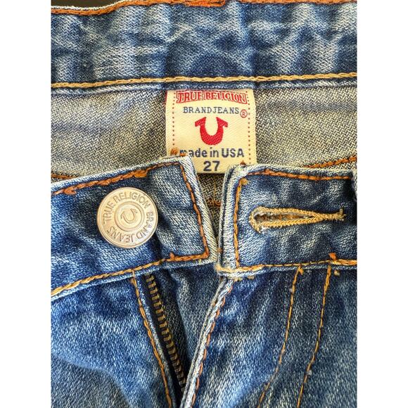True Religion Lady Godiva Embroidered Bobby Flare Jeans Size 27 2000s Y2K Denim - Picture 6 of 14